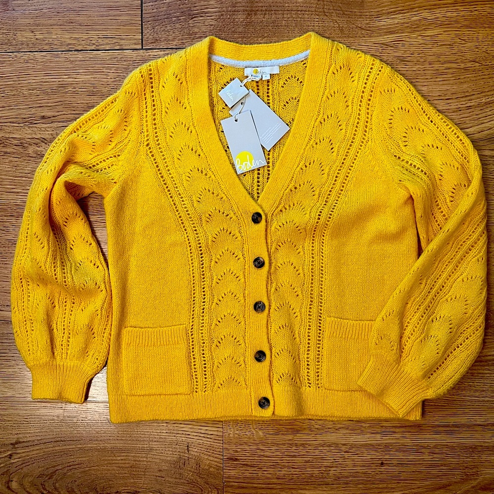 NWT Boden Sunshine Yellow Cardigan Sweater